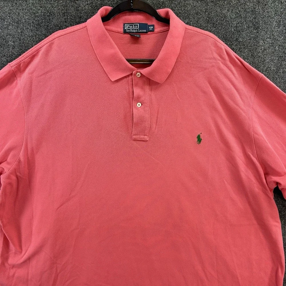 Polo Ralph Lauren Polo Shirt Mens 4XB Big Pink/Peach Stripe Pony Preppy Luxury